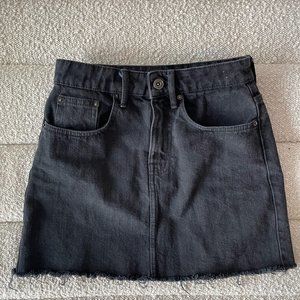 Zara Black Distressed Denim Mini Skirt